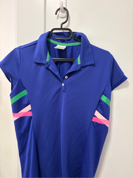 Nike Tops - Nike Women's Royal Blue Polo with Pink and Green Stripe Details